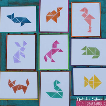 Faliképek formákból - tangram nyomda radírgumiból - puzzle