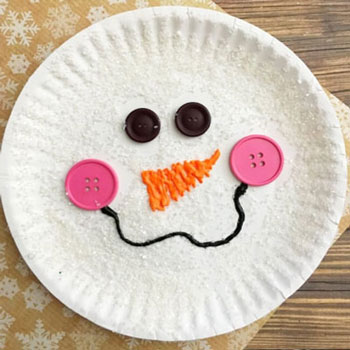 Egyszerű papírtányér hóember arc  - kézműves ötlet gyerekeknek