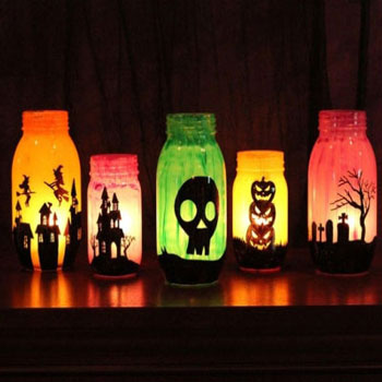 Szörnyen jó befőttesüveg lámpások - Halloween dekoráció fillérekből