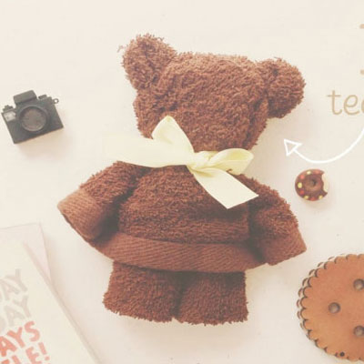 Adorable teddy bear gift from a small towel (washcloth)