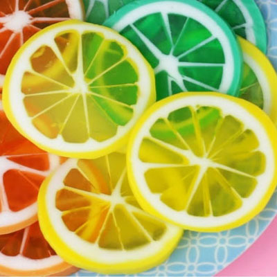 DIY citrus scent lemon soaps - lemon slices