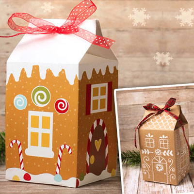Gingerbread house Christmas treat boxes (free printables)