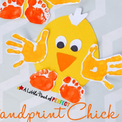 Handprint chick - easy Easter craft for kids | Mindy