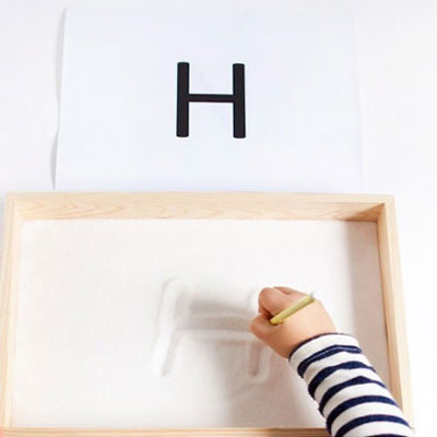 DIY Montessori sugar writing tray - fun learning toy for kids