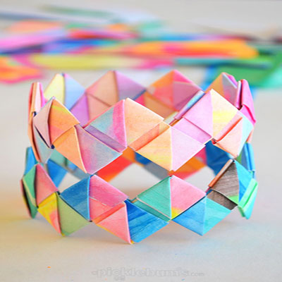 How to make folded  paper (origami) bracelets - craft for kids