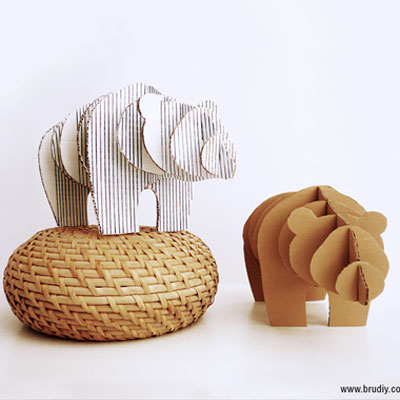 DIY 3D cardboard bear statue (free printable)