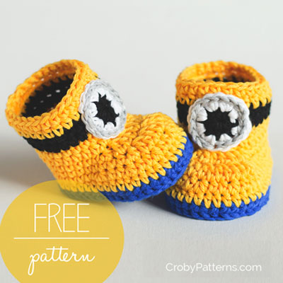 DIY Crochet Minion baby booties (free crochet pattern)