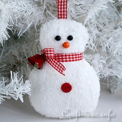 DIY Easy washcloth snowman Christmas tree ornament
