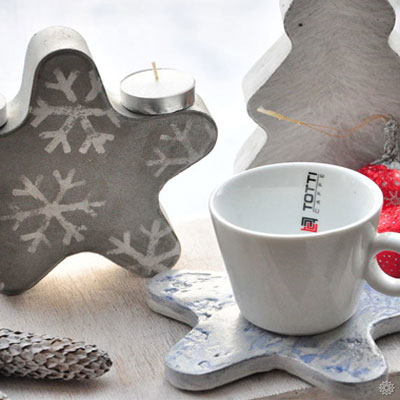 DIY Cement star & Christmas tree tea candle holders