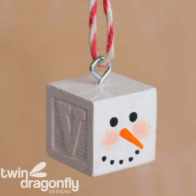 Easy DIY wood block snowman ornament