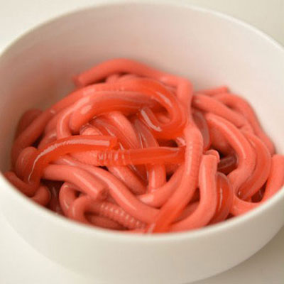 Homemade jello worms