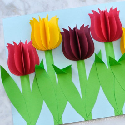 Gorgeous 3D paper tulip card - Mother's day craft for kids