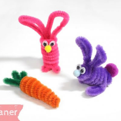 Pipe cleaner bunny and carrot - easy Easter craft for kids