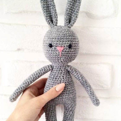Gray amigurumi bunny ( free crochet pattern and video tutorial )