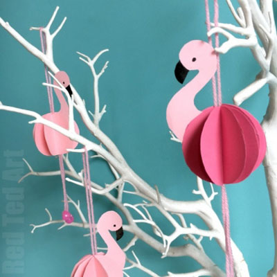 DIY Paper flamingo ornaments - easy and fun summer craft for kids