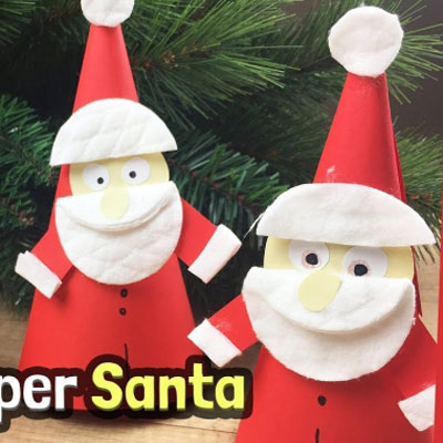 DIY Paper cone Santa - fun Christmas craft for kids