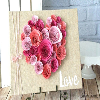 Easy DIY spiral paper flower heart - Valentine's day craft