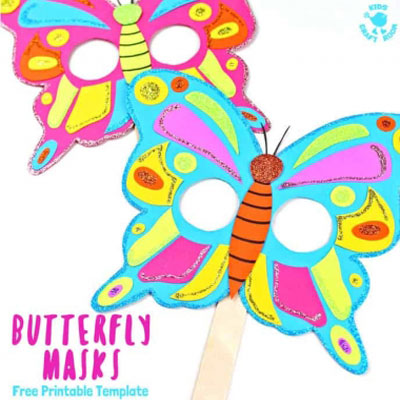 DIY Paper butterfly mask - fun spring craft for kids