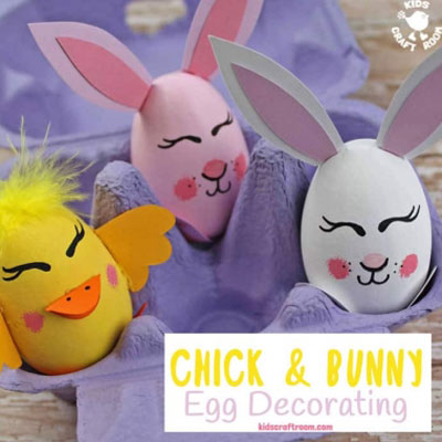 DIY Bunny and chick easter egg - Easter egg painting idea