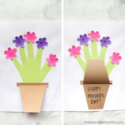 DIY Handprint flower Mother's day card