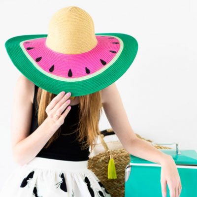 DIY painted watermelon summer hat
