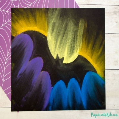 Spooky bat chalk pastel art  for kids - Halloween craft