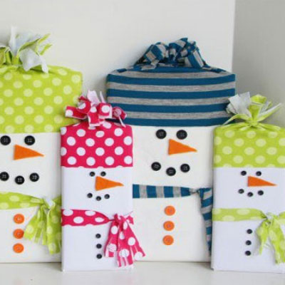 Snowman wrapped candy gifts