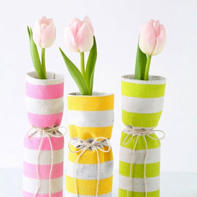 DIY Fabric covered spring vases