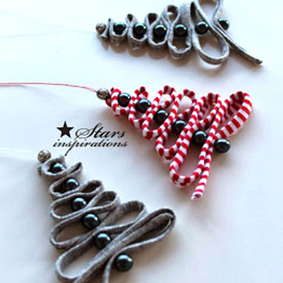 DIY Ribbon (or T-shirt yarn ) Christmas tree ornament